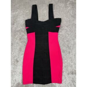 Black & Hot Pink Colorblock Bodycon Dress Size M Sexy Clubwear Party Mini
